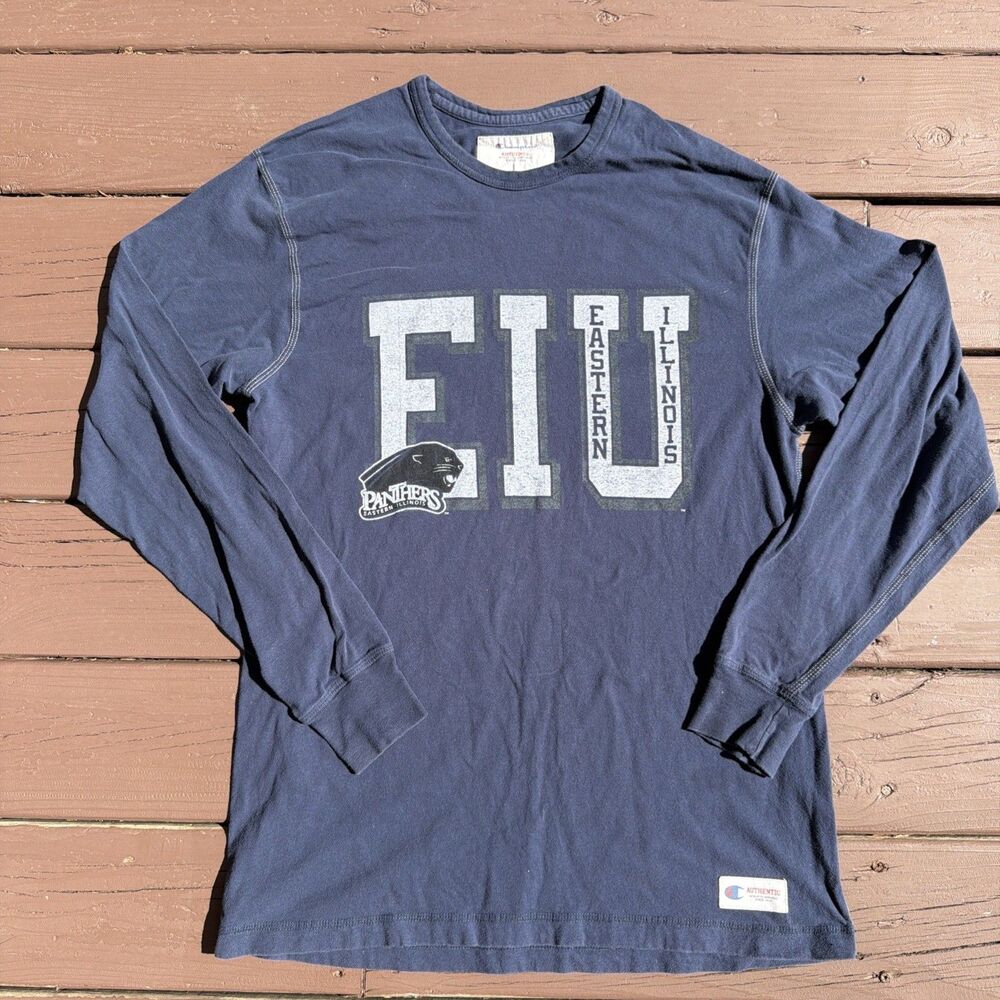 VTG Champion Eastern Illinois University Panthers Blue Large Long Sleeve Shirt